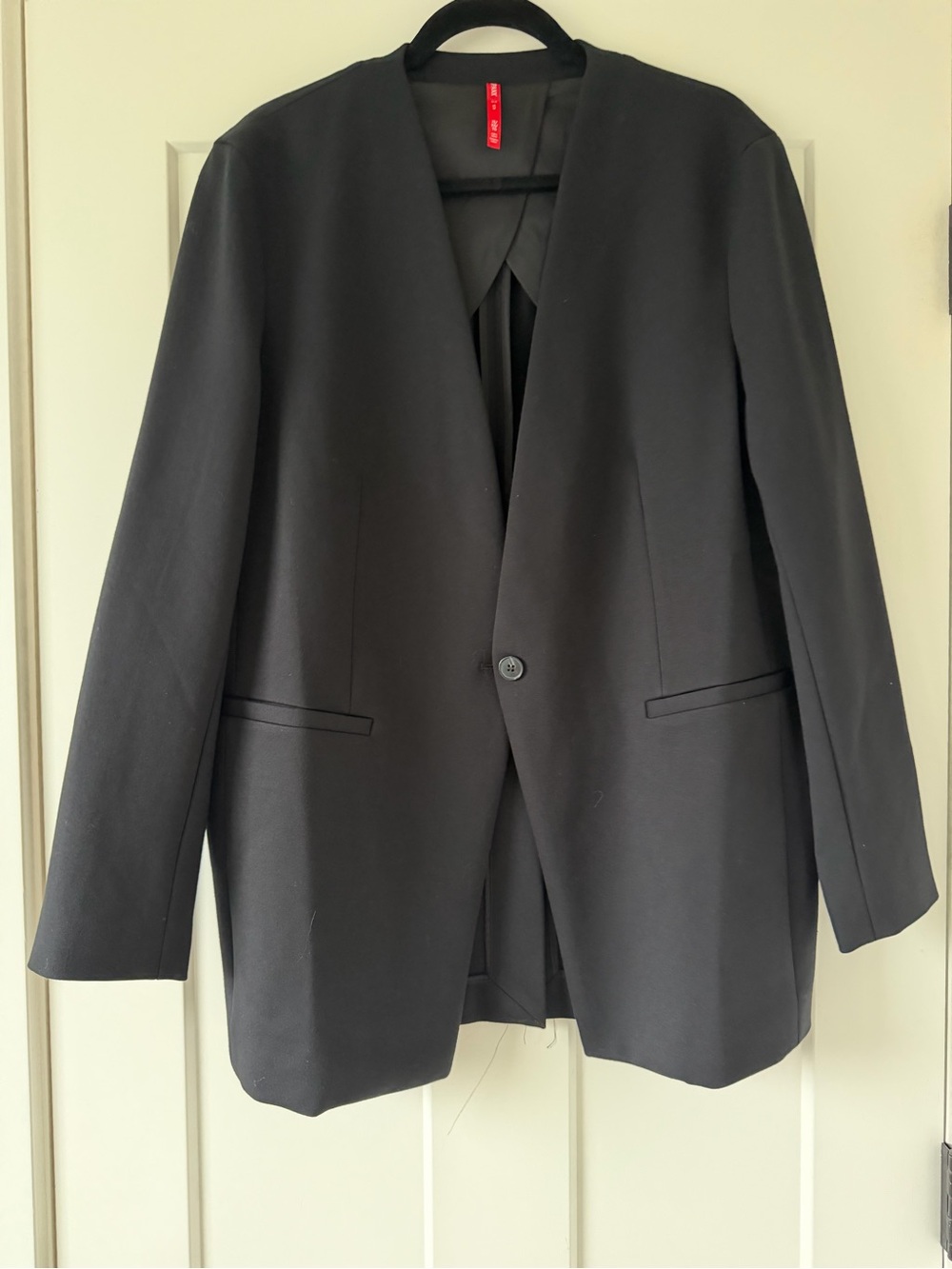 SPANX Black Collarless Single-Button Blazer